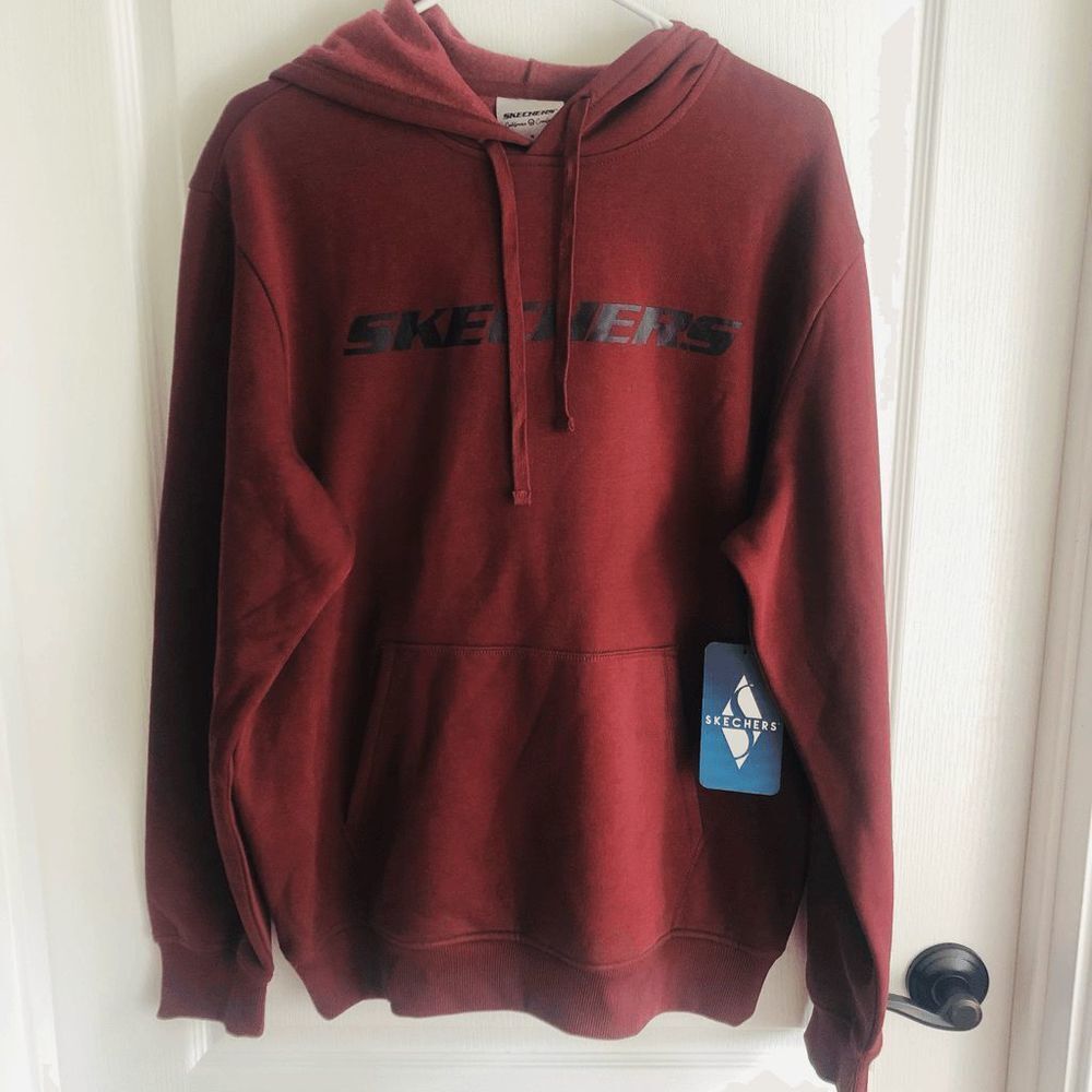 Skechers Mens California Comfort‎ Hoodie Burgundy Maroon Logo Sweatshirt Medium